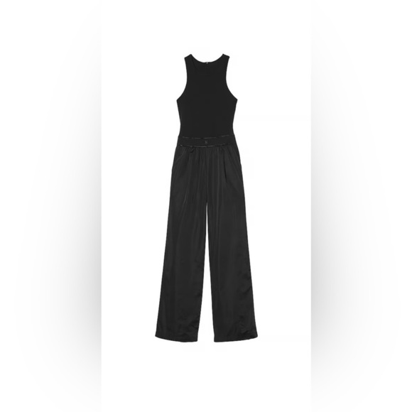 NWT • Victoria Secret VSX Lux Glossy Sport Wide-Leg Black Jumpsuit • S - Picture 5 of 10